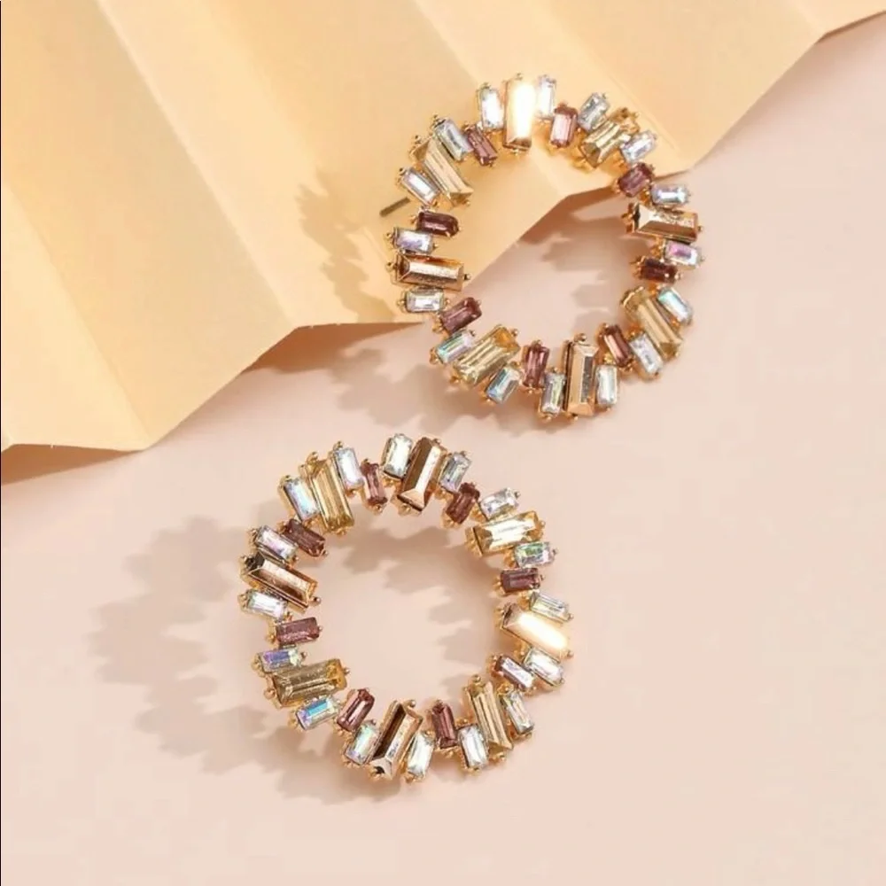 New Zara champagne multicolor zircon earrings - Picture 3 of 5